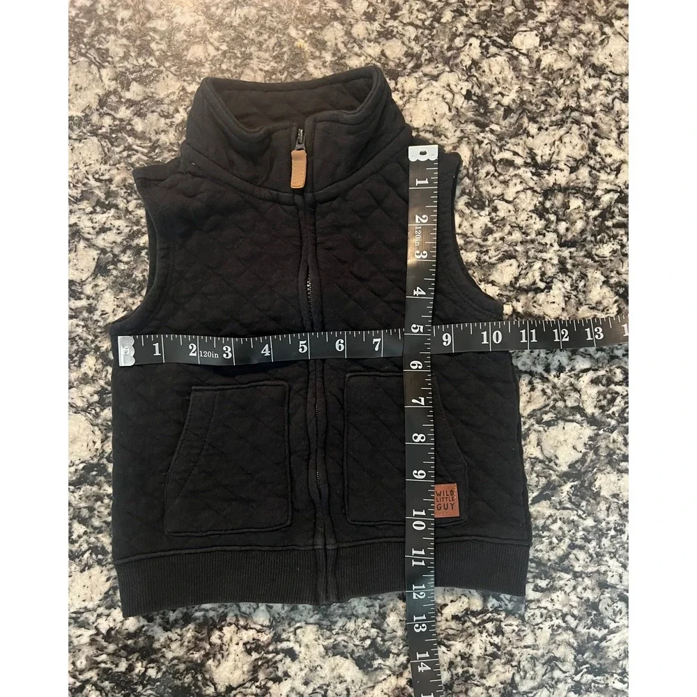 Carters Wild Little Guy Black Quilted Zip Up Vest 24M Boys Toddler (0857)